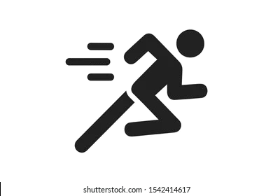 ícone de um boneco preto simulando uma corrida